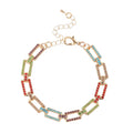 Multi Color Austrian Crystal Link Bracelet in Goldtone (7.50-9.5In) - Sticky add to cart bar