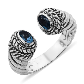 BALI LEGACY Swiss Blue Topaz Open Band Ring in Sterling Silver (Size 6.0) (7.80 g) 1.00 ctw - Product card gallery slide 1 (10176955449657)