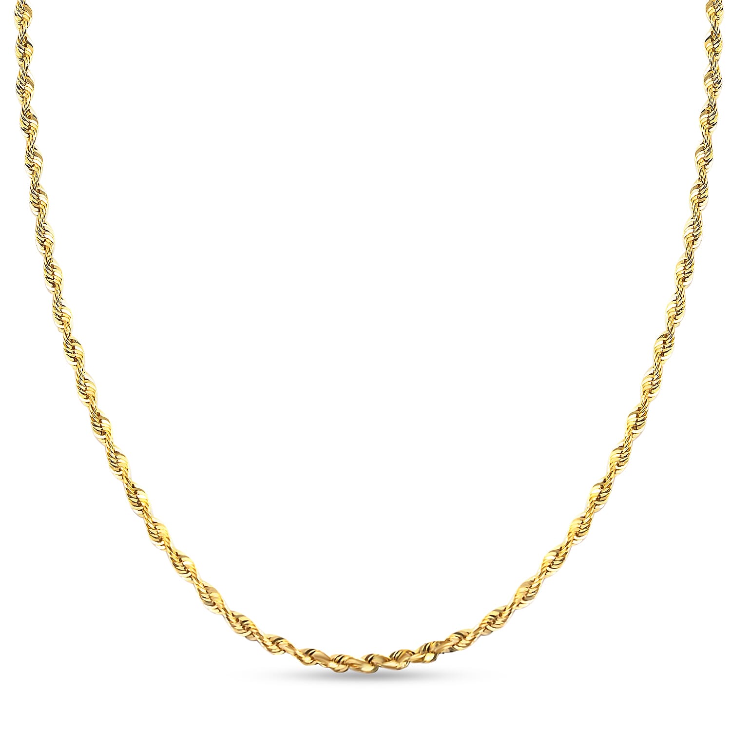 10K Yellow Gold 1.9mm Laser Rope Chain Necklace 20 Inches 1.80 Grams (Delivery in 7-10 Business Days)