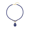 Lapis Lazuli and Simulated Emerald Beaded Necklace 18-20 Inches in Goldtone 161.00 ctw - Sticky add to cart bar