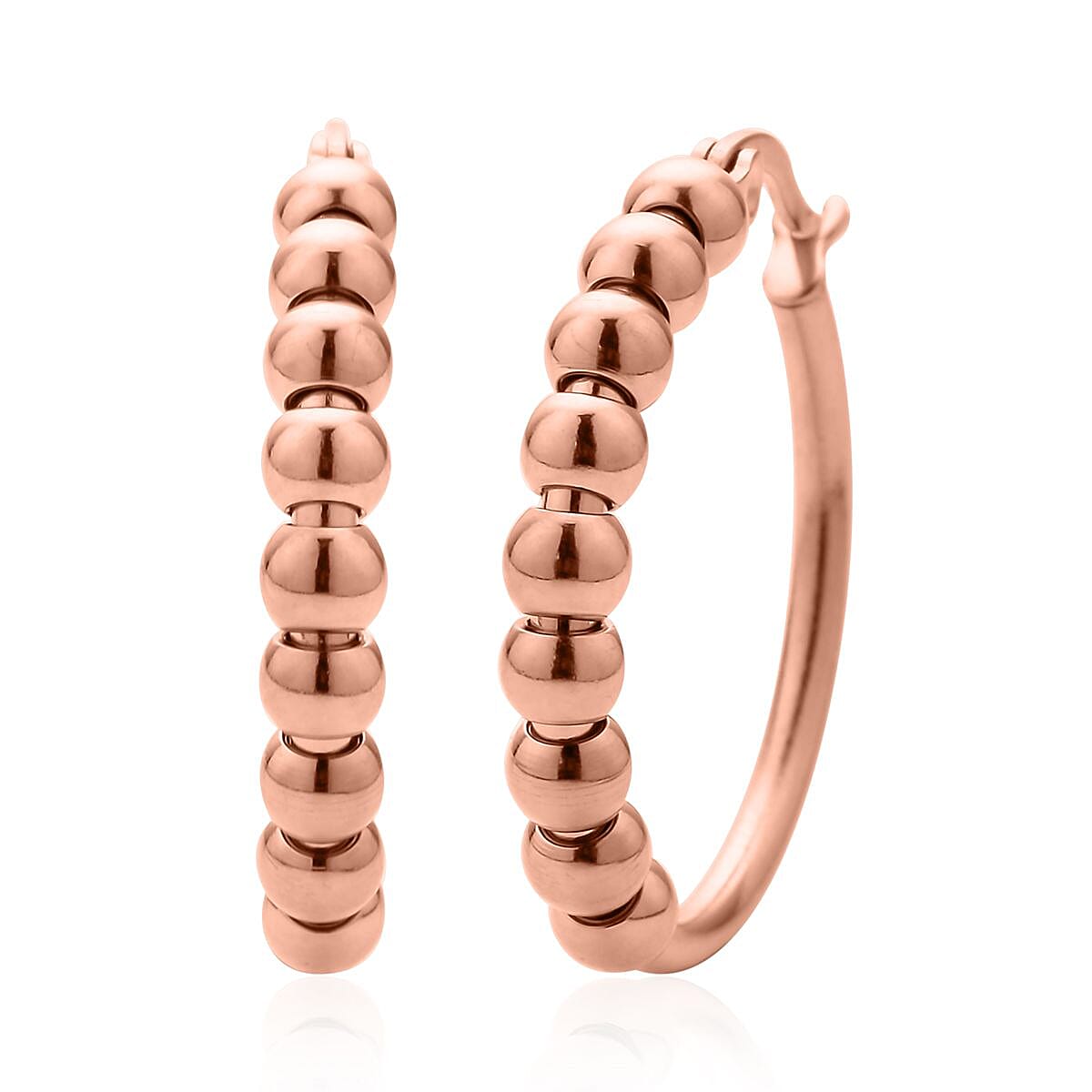 25mm Beaded Hoop Earrings in ION Plated RG Stainless Steel