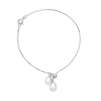 Freshwater Pearl Extender Snake Chain with Spring Lock in Rhodium Over Sterling Silver