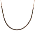 Natural Champagne Diamond Tennis Necklace 20 Inches in Vermeil Rose Gold Over Sterling Silver 4.00 ctw - Sticky add to cart bar