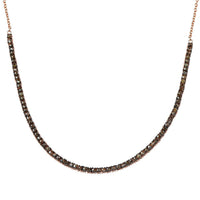 Natural Champagne Diamond Tennis Necklace 20 Inches in Vermeil Rose Gold Over Sterling Silver 4.00 ctw