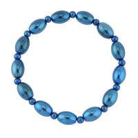Blue Plated Hematite Beaded Stretch Bracelet 115.00 ctw
