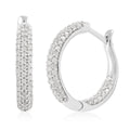 Diamond Hoop Earrings in Platinum Over Sterling Silver 1.00 ctw - Sticky add to cart bar