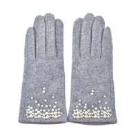 Grey Cashmere Warm Gloves with Bowknot and Equipped Touch Screen Friendly (9.2"x3.54")