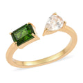 Natural Chrome Diopside and Natural White Zircon Mixed Shape Openable Band Ring in Vermeil Yellow Gold Over Sterling Silver (Size 8.0) 1.20 ctw - Sticky add to cart bar