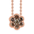 NY Closeout Natural Champagne Diamond Pressure Set Floral Necklace 18 Inches in 14K Rose Gold Over Sterling Silver 0.33 ctw - Sticky add to cart bar