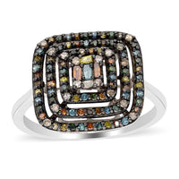 Blue Diamond Ring in Rhodium and Platinum Over Sterling Silver 0.50 ctw