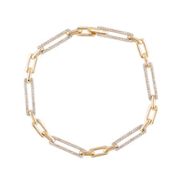10K Yellow Gold G-H I2 Diamond Paper Clip Bracelet (7.50 In) 7.60 Grams 0.75 ctw