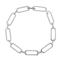 Cheryl Exclusive Pick 10K White Gold G-H I2 Diamond Paperclip Bracelet (7.50 In) 7.10 Grams 1.00 ctw