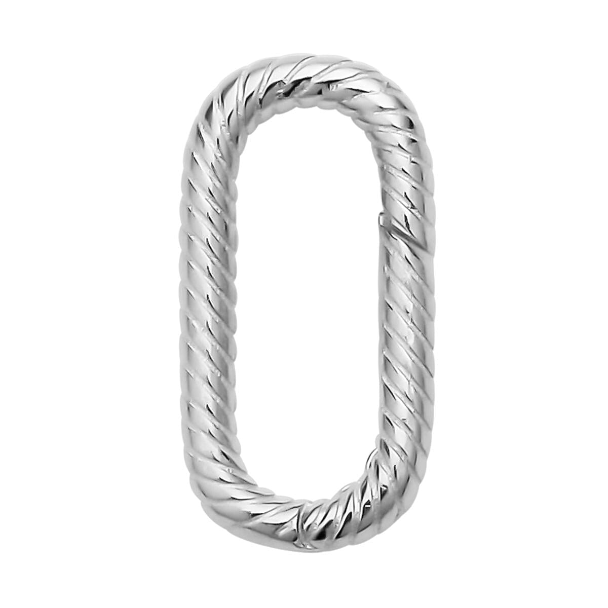 Rhodium Over Sterling Silver Rounded Rectangle Shape Clasp