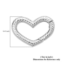 Rhodium Over Sterling Silver Heart Shape Clasp