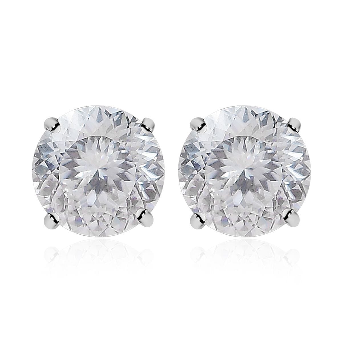 10K White Gold 120 Facets Moissanite Solitaire Stud Earrings 2.00 ctw