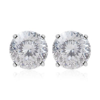 10K White Gold 120 Facets Moissanite Solitaire Stud Earrings 2.00 ctw