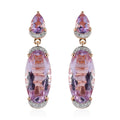 Rose De France Amethyst and White Zircon Dangling Earrings in Vermeil Rose Gold Over Sterling Silver 12.85 ctw - Sticky add to cart bar