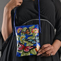 VIVID by SUKRITI Butterfly Theme Hand Painted Genuine Leather Crossbody Bag Size: 6.2(L) x 7.8(H) inches Color: Blue - Sticky add to cart bar