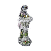 Outdoor Lighting Solar Girl Statue with Bird Bath