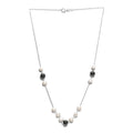White Freshwater Pearl and Hematite Necklace 20 Inches in Sterling Silver 20.90 ctw - Sticky add to cart bar