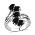 Australian Black Tourmaline 5 Stone Ring in Stainless Steel (Size 10.0) 2.25 ctw - Sticky add to cart bar