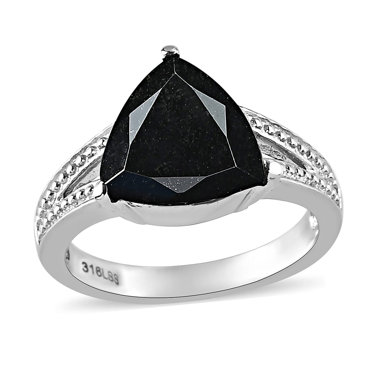 Australian Black Tourmaline Solitaire Ring in Stainless Steel (Size 10.0) 3.50 ctw
