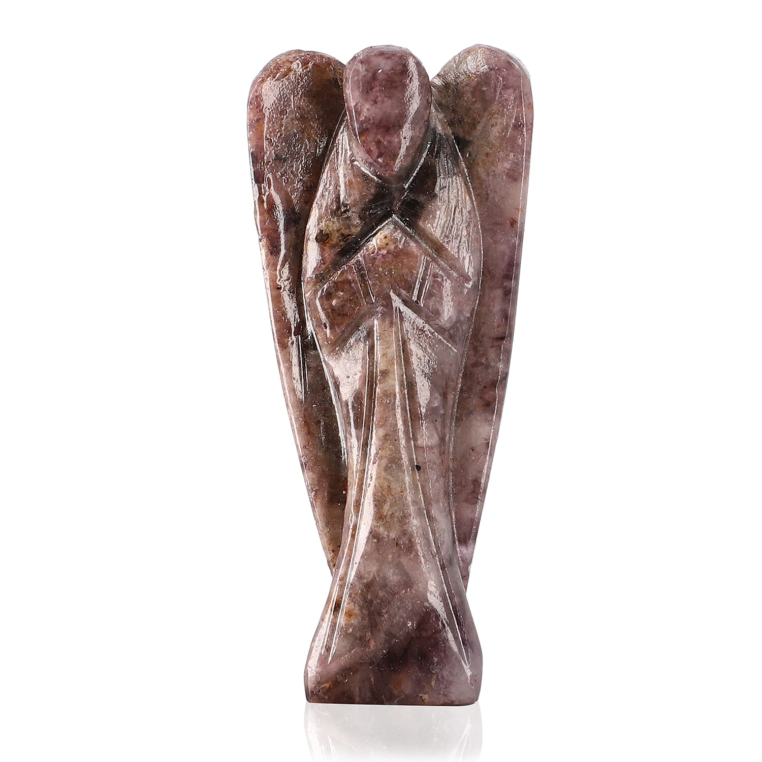 Hand Carved Rose Quartz Gemstone Angel - Pink