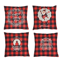 HOMESMART Set of 4 Red Checker Pattern Polyester Cushion Cover (17.5"x17.5")