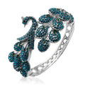 Multi Color Austrian Crystal Peacock Bangle Bracelet in Silvertone (7 In) - Sticky add to cart bar