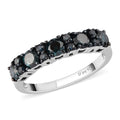 Blue Diamond (IR) Half Eternity Band Ring in Rhodium and Platinum Over Sterling Silver (Size 10.0) 1.00 ctw - Sticky add to cart bar