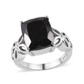 Australian Black Tourmaline Solitaire Ring in Stainless Steel 6.15 ctw - Sticky add to cart bar