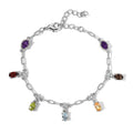 Karis Multi Gemstone Paper Clip Chain Station Bracelet in Platinum Bond (6.50-8.50In) 3.10 ctw - Sticky add to cart bar