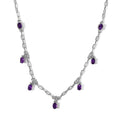 Karis Amethyst Paper Clip Chain Station Necklace 18-20 Inches in Platinum Bond 3.35 ctw - Sticky add to cart bar