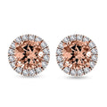 Ankur Treasure Chest Modani 14K Rose Gold Premium Marropino Morganite and Diamond Stud Earrings, Halo Studs, Morganite Earrings, Rose Gold Earrings, Diamond Halo Earrings 1.90 ctw - Sticky add to cart bar