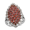 Mozambique Garnet, White Topaz Ring in Platinum Over Sterling Silver (Size 10.0) (Delivery in 7-10 Business Days) 4.15 ctw - Sticky add to cart bar