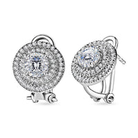 120 Facets Moissanite Omega Clip Earrings in Platinum Over Sterling Silver 2.10 ctw