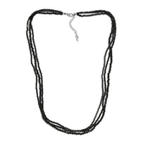 Thai Black Spinel Beaded Necklace 20-22 Inches in Sterling Silver 92.10 ctw