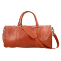 100% Genuine Leather Luggage Duffle Bag SIZE: 17.32(L)x8(W)x9(H)Inches  COLOR: Cognac - Sticky add to cart bar
