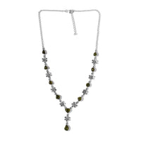 Artisan Crafted Premium Italian Natural Vesuvianite Fancy Necklace 18 Inches in Sterling Silver 13.85 ctw