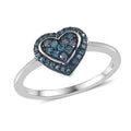 Blue Diamond Heart Ring in Rhodium and Platinum Over Sterling Silver (Size 10.0) 0.25 ctw - Sticky add to cart bar