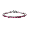 Asscher Cut Niassa Ruby (FF) and White Zircon Tennis Bracelet in Platinum Over Sterling Silver (7.25 In) 16.65 ctw - Sticky add to cart bar