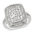 TLV Diamond Cocktail Ring in Platinum Over Sterling Silver (Size 10.0) 1.00 ctw - Sticky add to cart bar