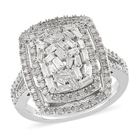 TLV Diamond Cocktail Ring in Platinum Over Sterling Silver (Size 10.0) 1.00 ctw
