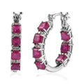 TLV Asscher Cut Masoala Sapphire, Natural White Zircon Inside Out Hoop Earrings in Platinum Over Sterling Silver 7.65 ctw - Sticky add to cart bar