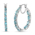 Betroka Blue Apatite and Moissanite 4.90 ctw Earrings in Platinum Over Sterling Silver, Moissanite Inside Out Hoops, Moissanite Silver Hoops, Birthday Gifts For Her - Sticky add to cart bar