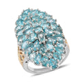 Madagascar Paraiba Apatite Elongated Ring in Vermeil Yellow Gold and Platinum Over Sterling Silver 8.90 Grams 8.50 ctw (Delivery in 3-5 Business Days) - Sticky add to cart bar