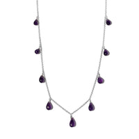 Amethyst Station Necklace 20 Inches in Sterling Silver 9.00 ctw
