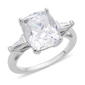 Crushed Ice Cut Moissanite Ring in Rhodium Over Sterling Silver (Size 10.0) 6.50 ctw - Sticky add to cart bar
