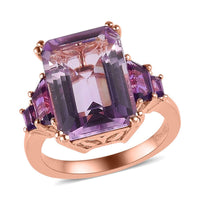 Rose De France Amethyst, Amethyst Ring in Vermeil RG Over Sterling Silver (Size 10.0) 7.65 ctw