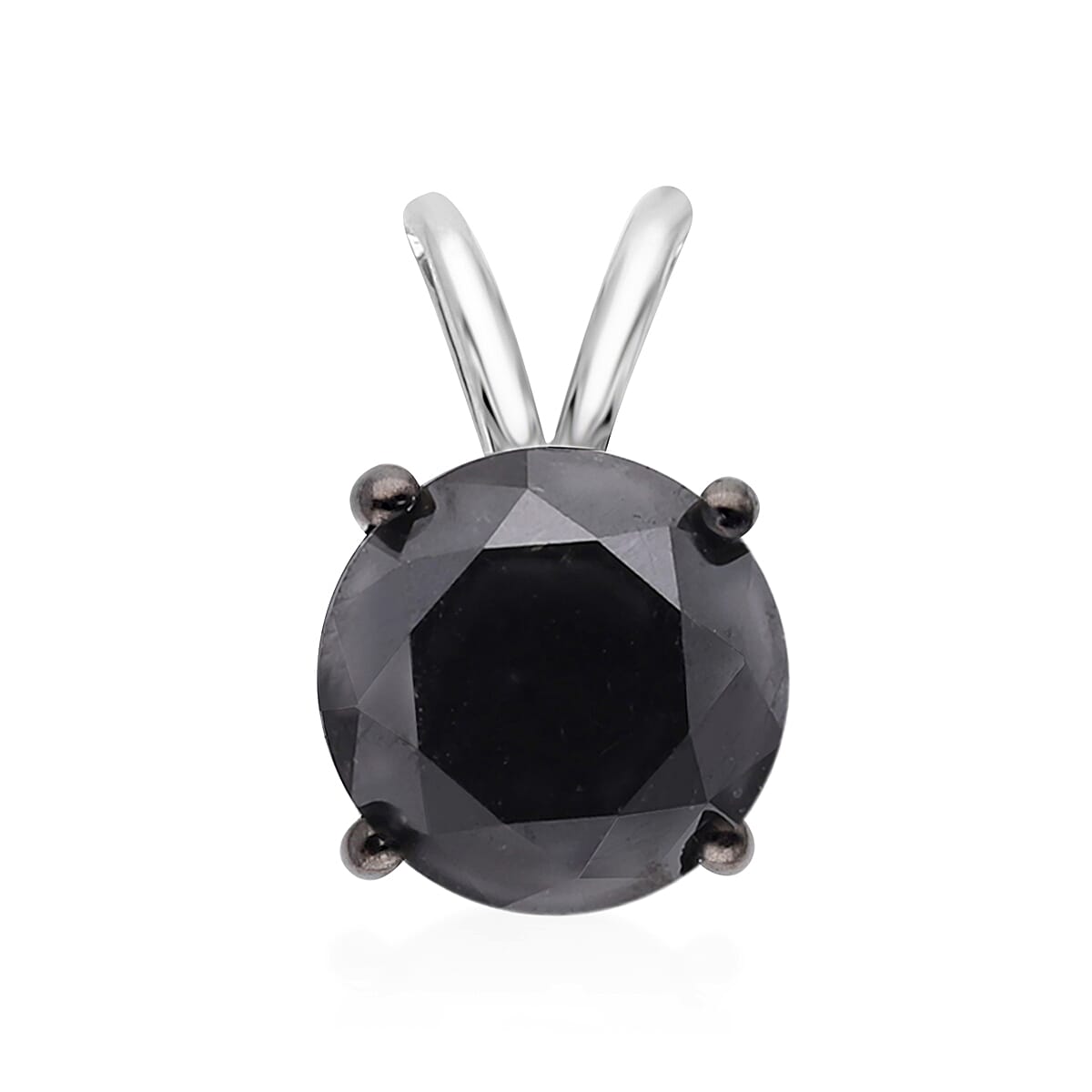 Luxoro Premium Black Diamond 3.00 ctw Solitaire Pendant in 10K White Gold